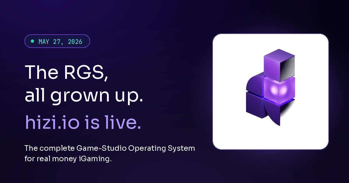 hizi.io launch banner: The RGS, all grown up. hizi.io is live. May 27, 2026